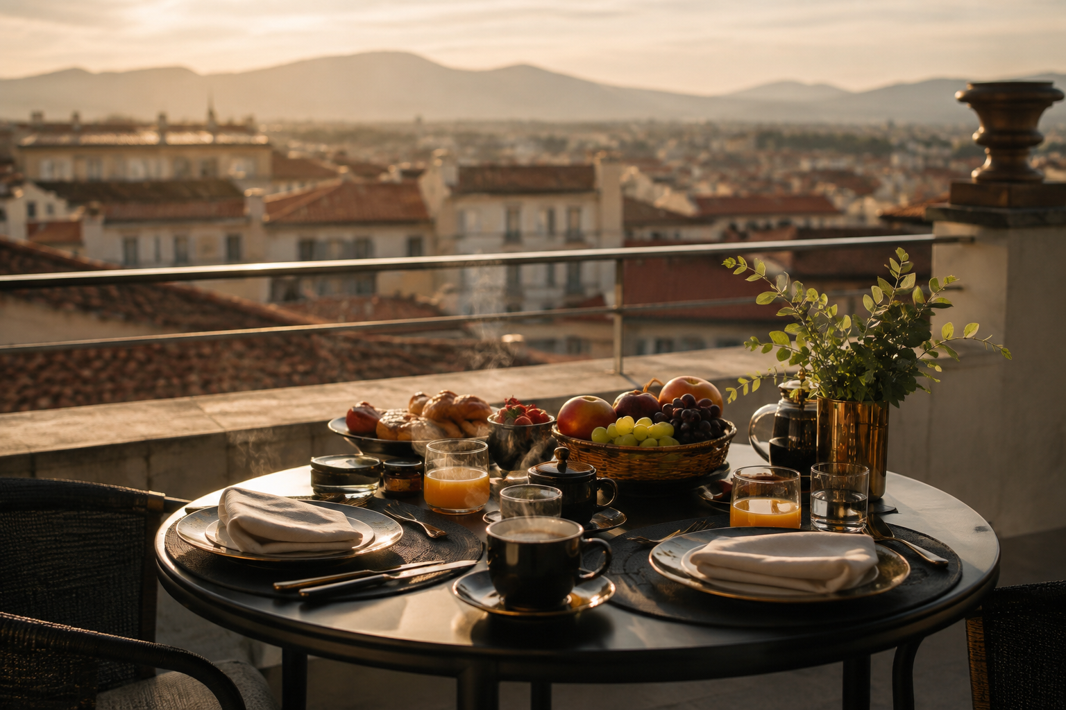Le petit-déjeuner en terrasse